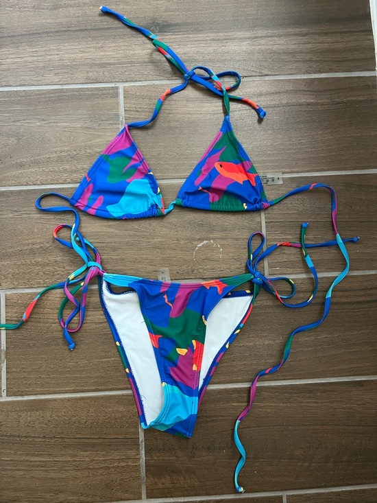 Amazon Other - Amazon Blue Green Pink Multicolor Triangle String Bikini